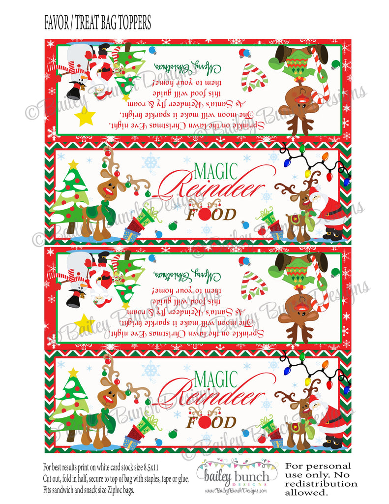 Reindeer Food Treat Bags, Christmas Toppers IDREINDEER0520