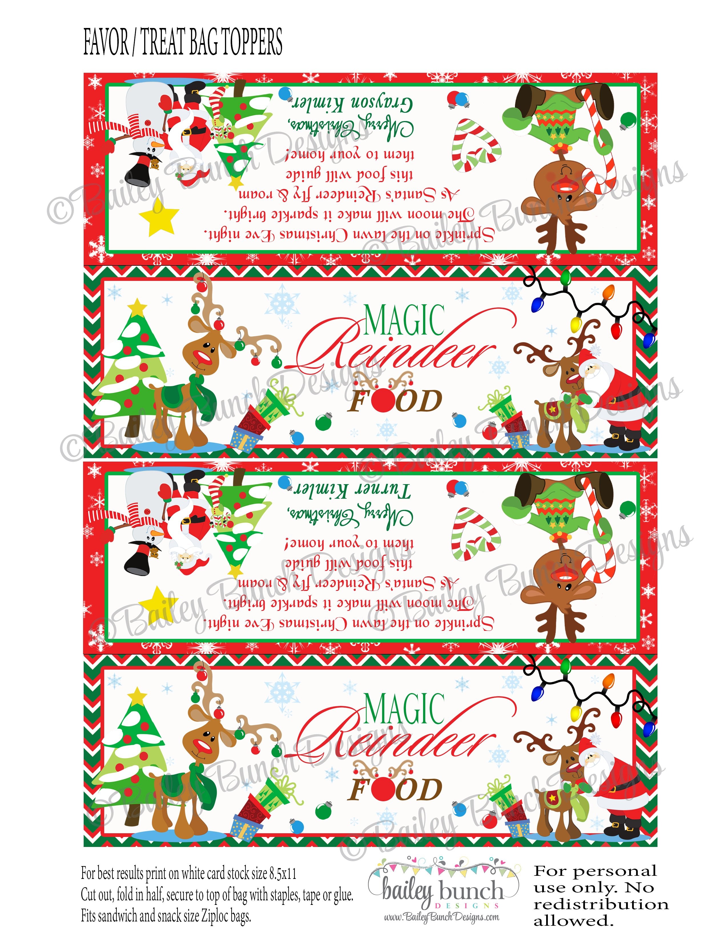 reindeer food treat bags, christmas toppers reindeer0520 – bailey