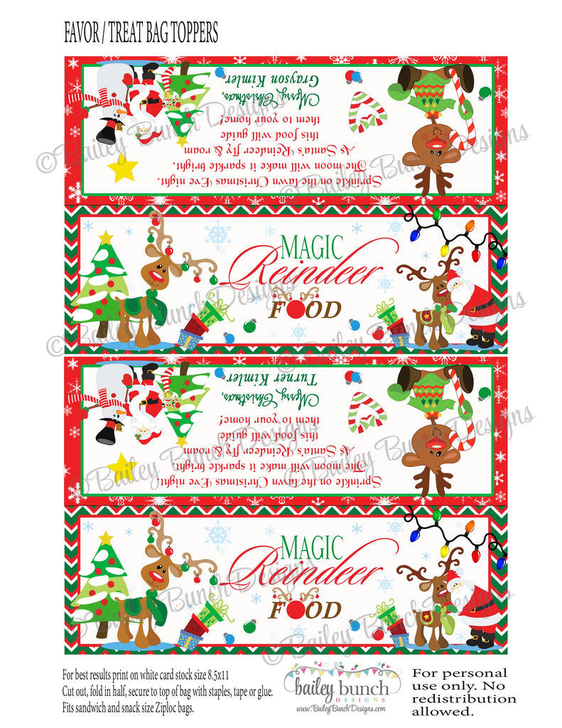 Reindeer Food Treat Bags, Christmas Toppers REINDEER0520