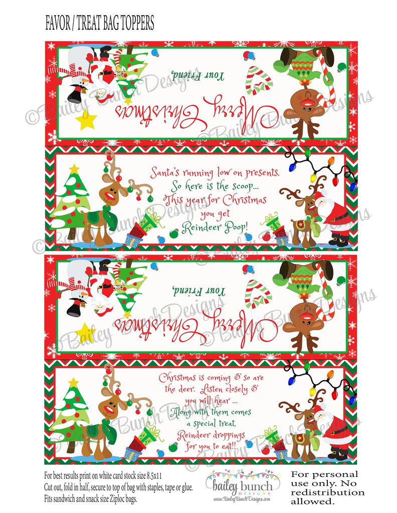 Reindeer Poop Treat Bags, Christmas Toppers IDPOOP0520