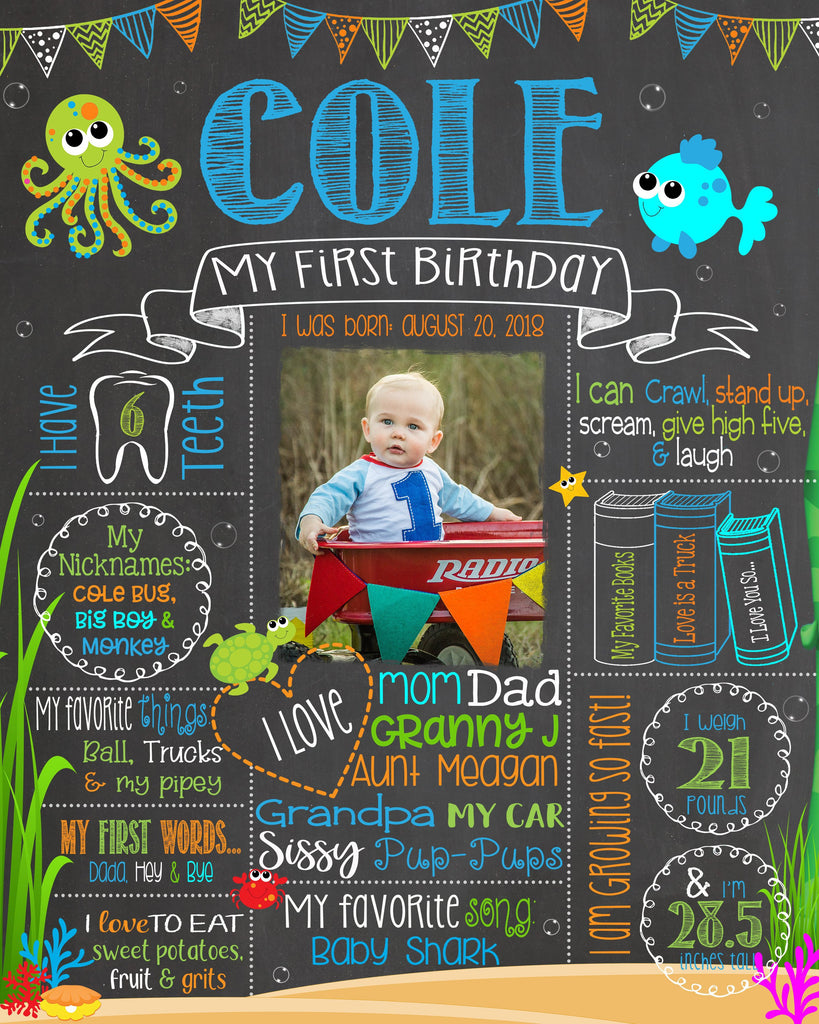 Under the Sea Birthday Chalkboard - Photo Chalkboard SEACHALK0520