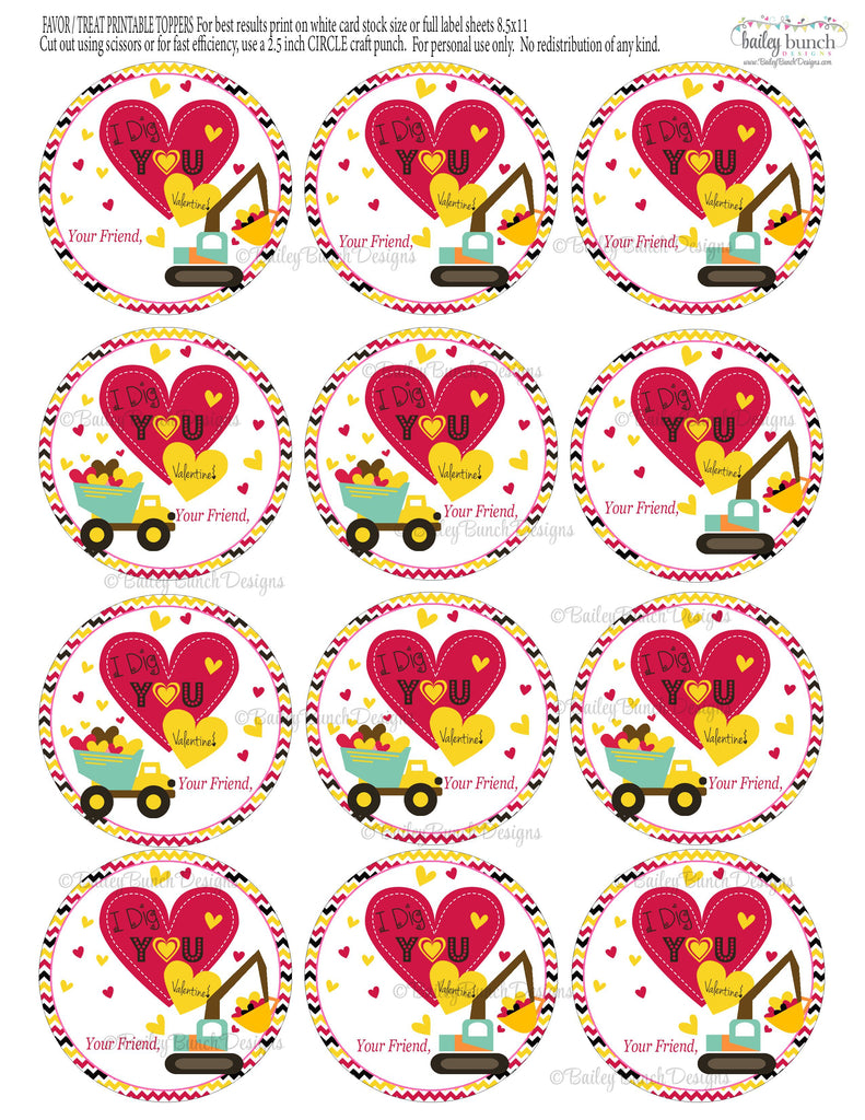 I Dig You Shovel Valentine Treat Tags, Valentines IDVDAYDIG0520