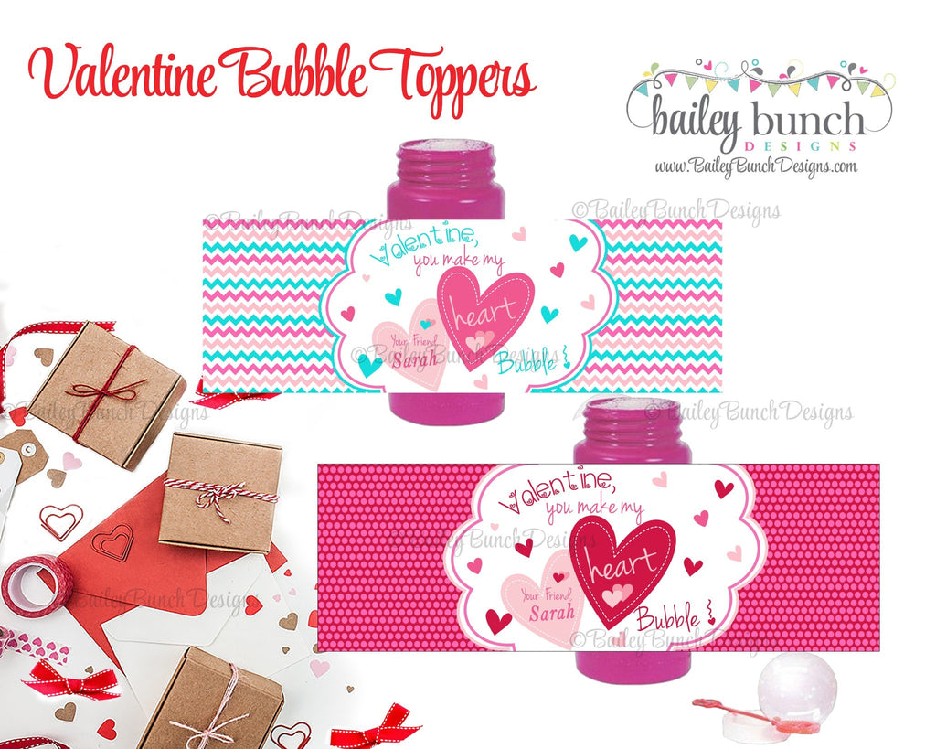 You make my heart bubble Valentine Treat Tags, Bubble Valentines VDAYBUBBLES0520