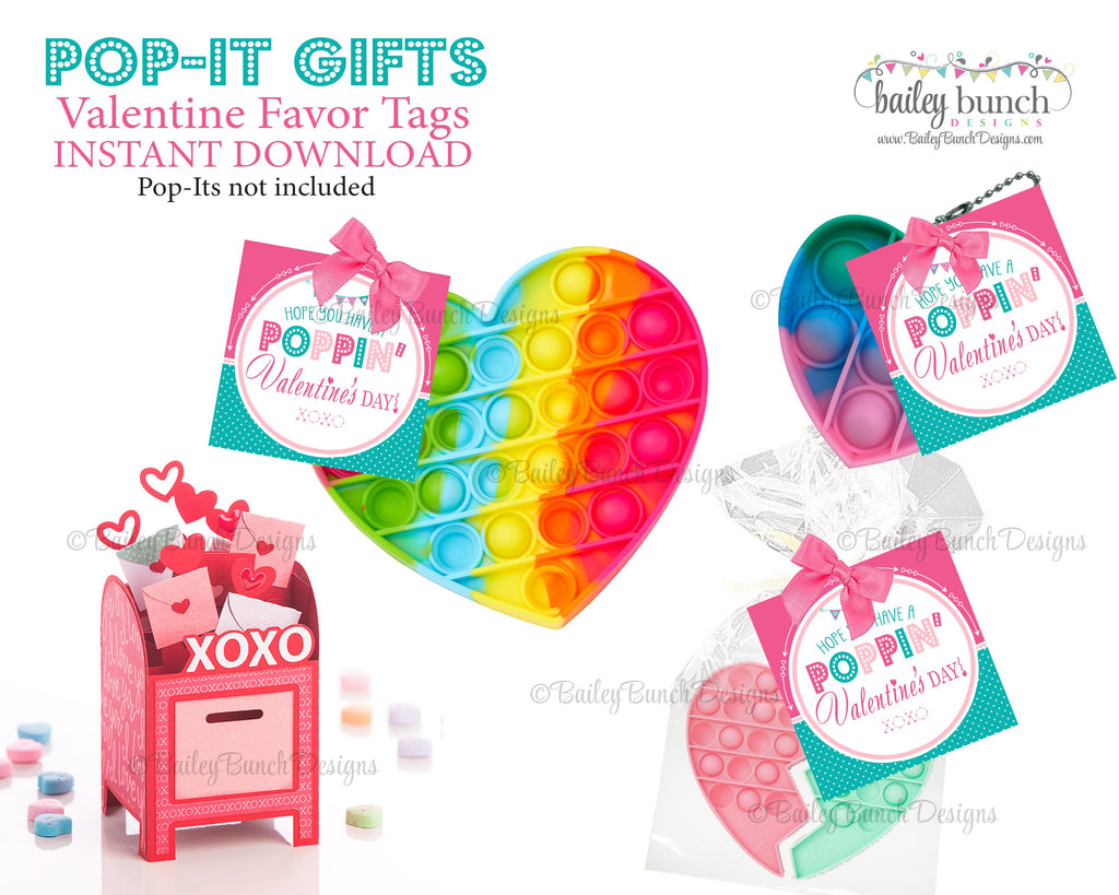 Valentine Pop It Fidget Gift Tags PINK Squares IDVDAYPOPITPINKSQ0520