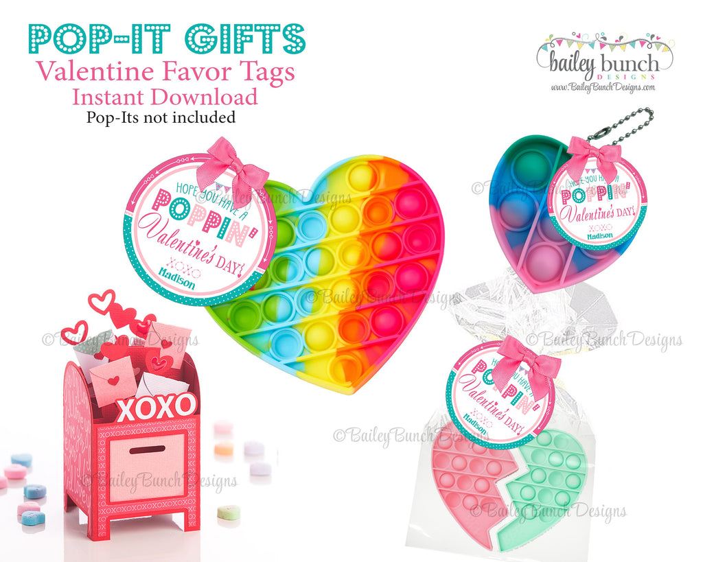 Valentine Pop It Fidget Gift Tags Pink Circles IDVDAYPOPITPINK0520