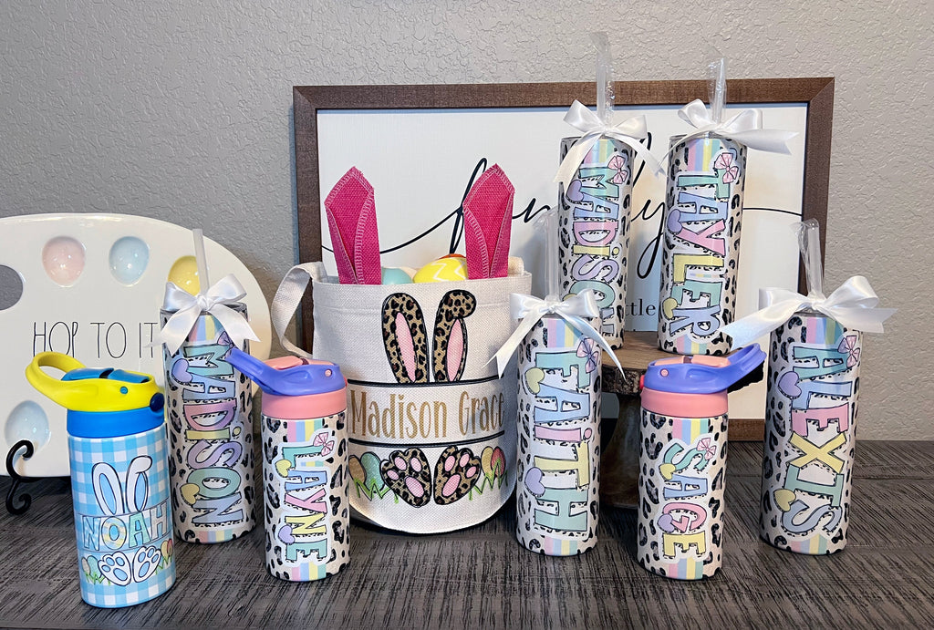 Kids Easter Bunny Name Water Bottle Tumbler TUMEBO05202
