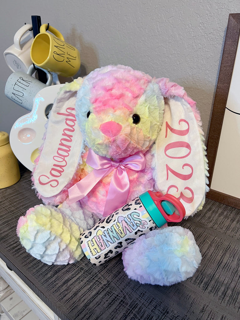 Cotton Candy Rainbow Easter Bunny & Puzzles Personalized 13inch BUNNYCC0520