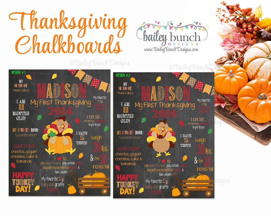 Baby's Thanksgiving Chalkboard Poster, First Thanksgiving, Chalkboard Sign 1STTHANKCHALK0520