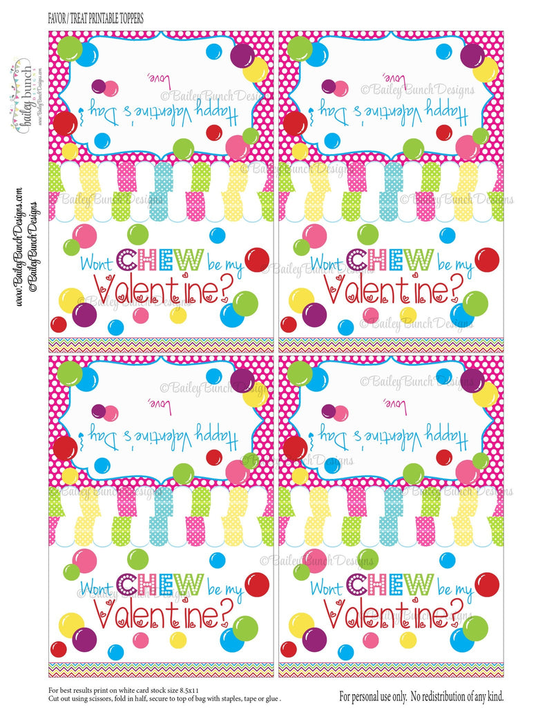 Wont CHEW be my Valentine Treat Tags, Valentines IDVDAYCHEWS0520