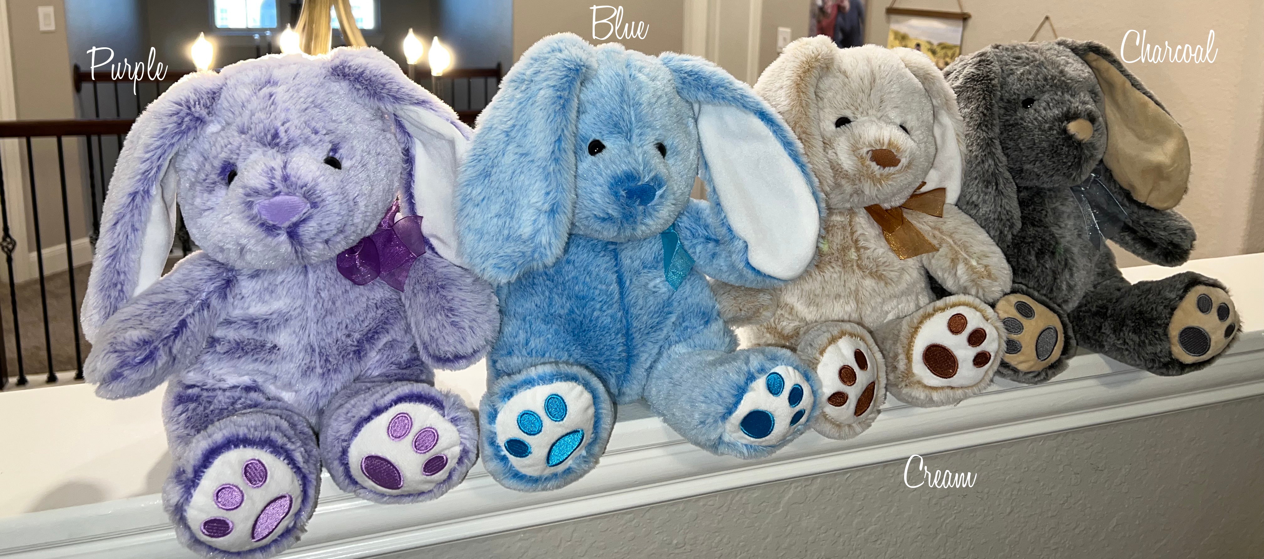 Blue bunny plush toy deals