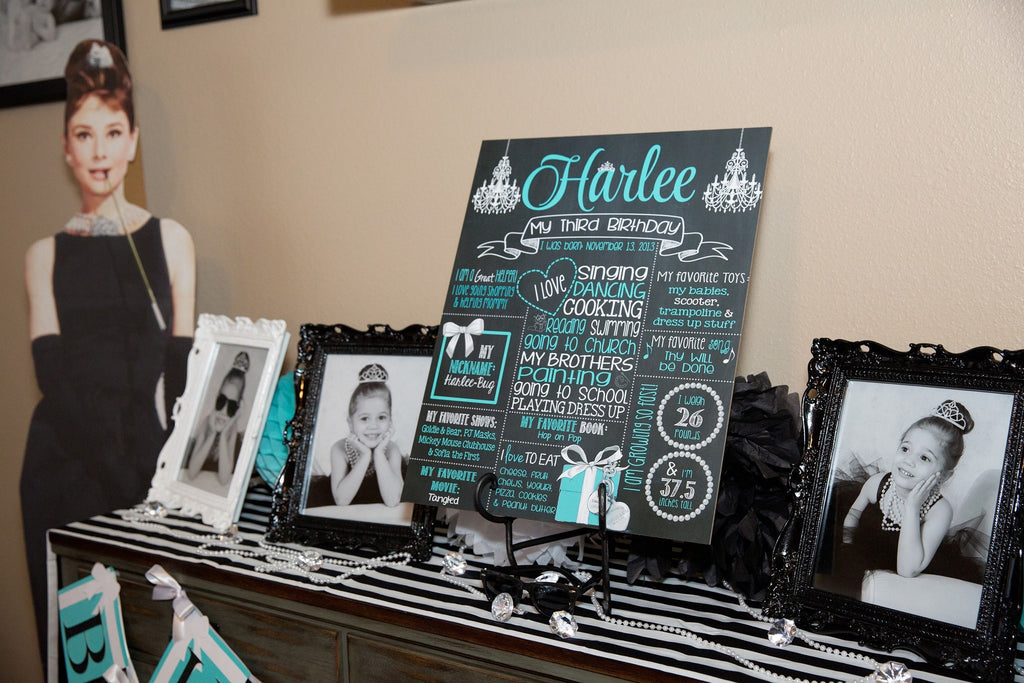 Chic Birthday Chalkboard, Diamond, Pearls, Tiffanys TIFFCHALK0520