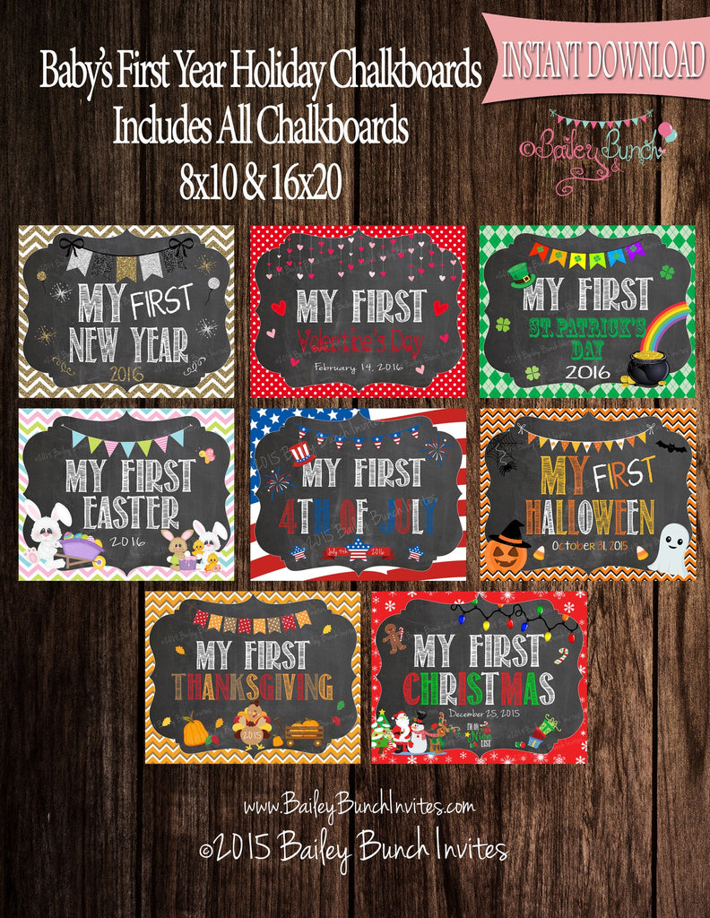 Baby's 1st Year Chalkboard Signs - INSTANT DOWNLOAD IDBB1STYRCHALK0520