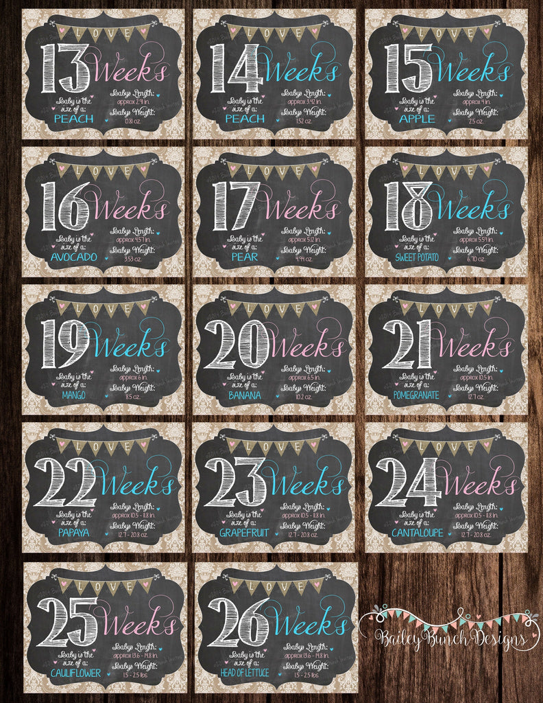 Shabby Chic Weekly Pregnancy Chalkboard, Pregnancy Countdown DOWNLOAD IDSHABPREGWK0520
