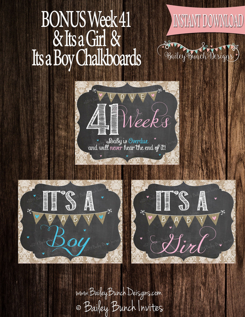 Shabby Chic Weekly Pregnancy Chalkboard, Pregnancy Countdown DOWNLOAD IDSHABPREGWK0520