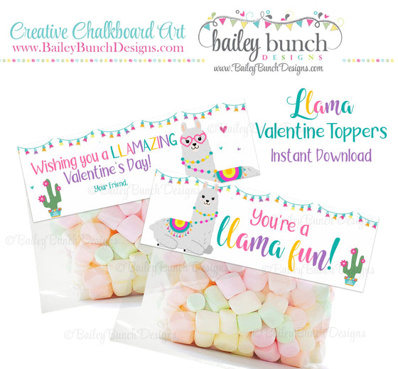 Llama Fun Bag Toppers, Valentines IDVDAYLLAMA0520