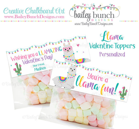 Llama Fun Bag Toppers, Valentines VDAYLLAMA0520