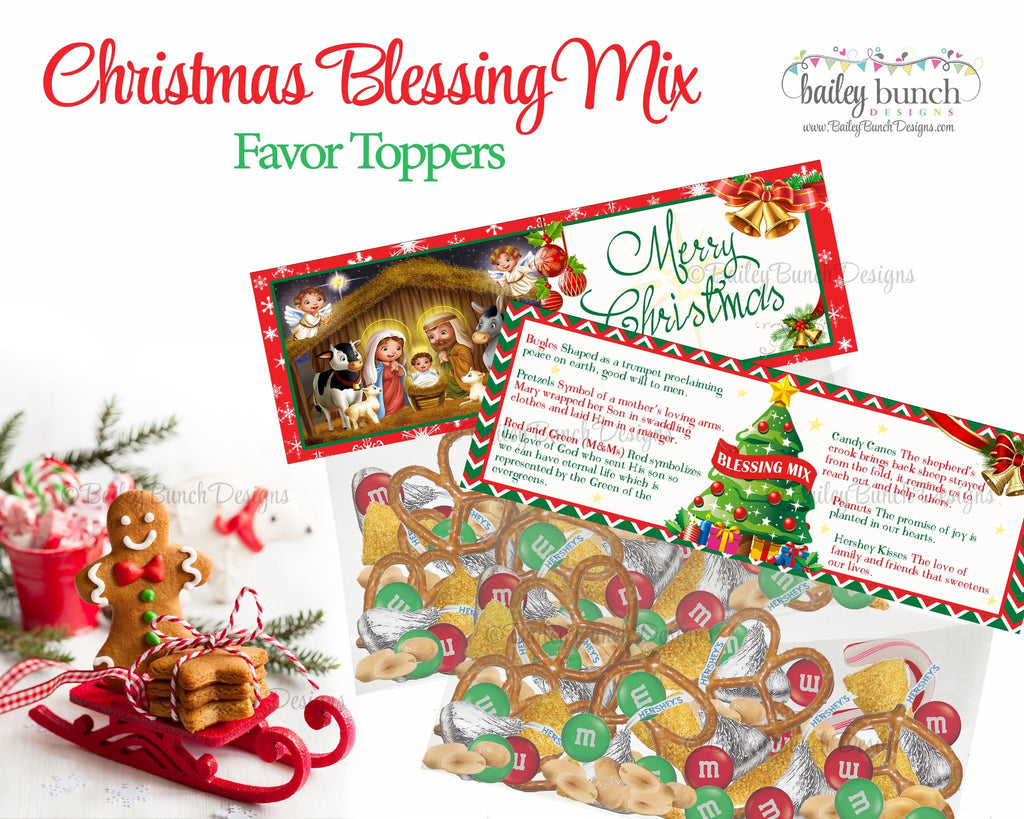 Christmas Blessing Mix Treat Bags, Christmas Toppers IDCHRISTBLESSMIX0520
