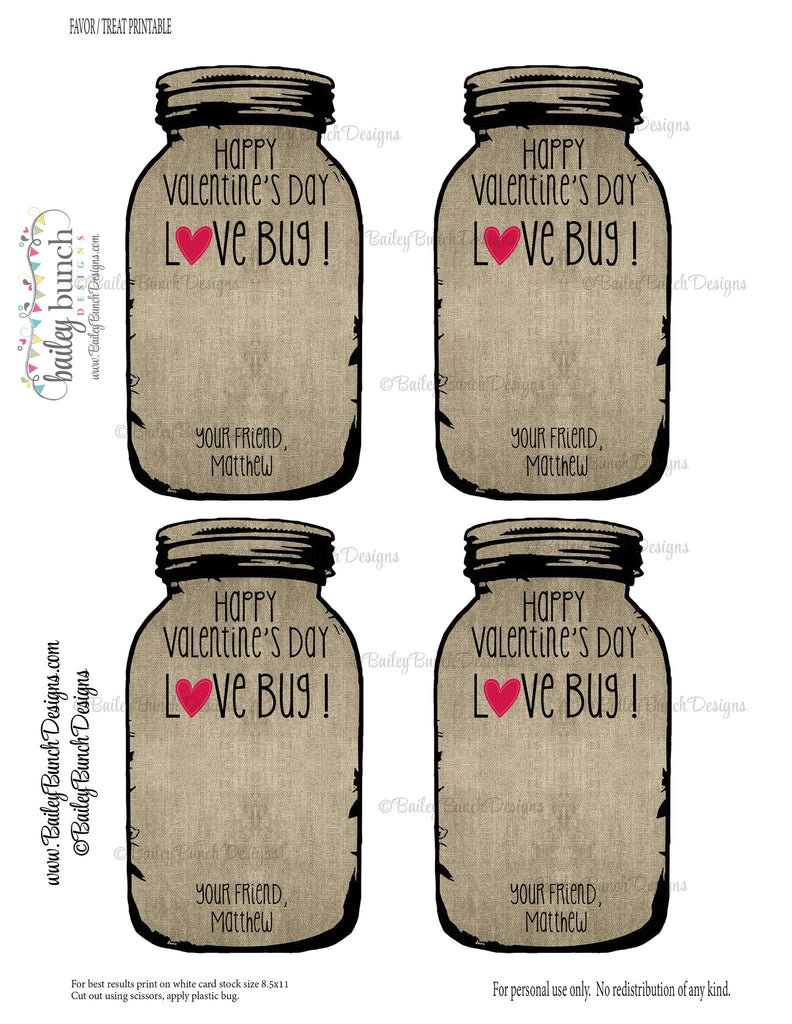 Love Bug Valentine Treat Tags, Valentines VDAYBUG0520