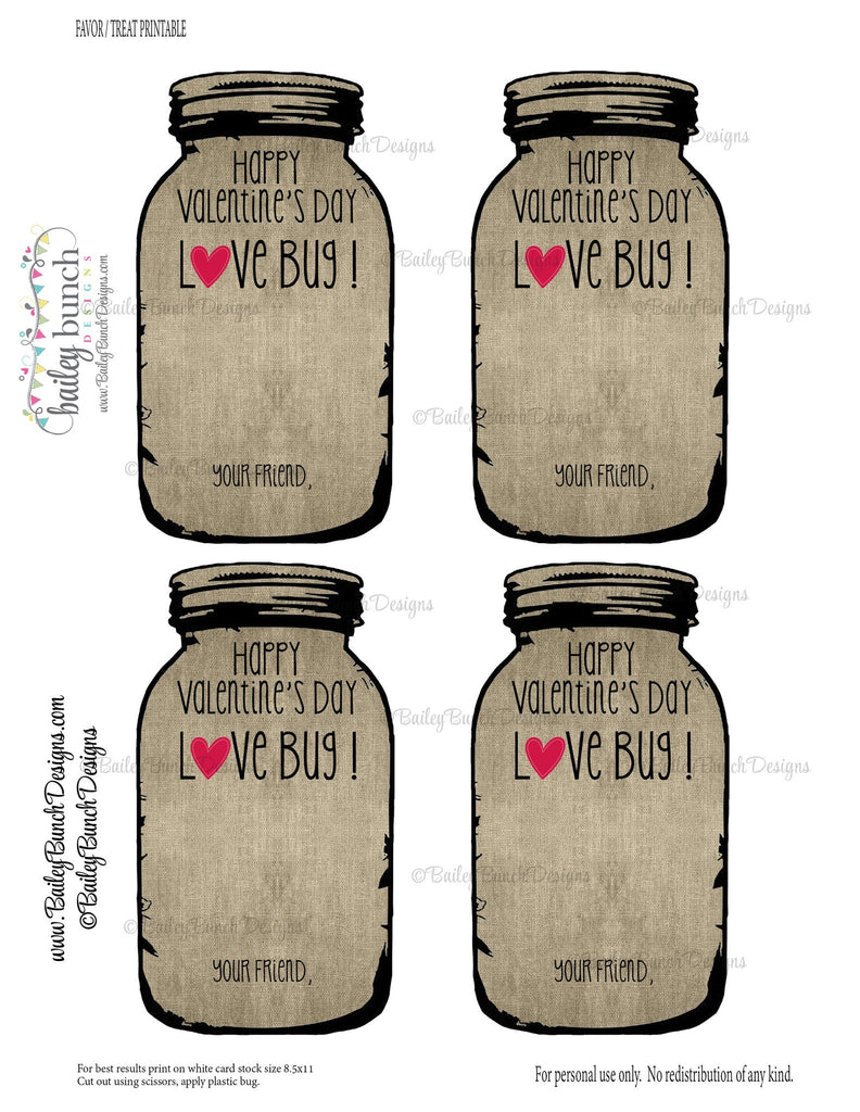 Love Bug Valentine Treat Tags, Valentines IDVDAYBUG0520