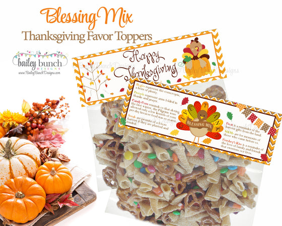 Thanksgiving Blessing Mix Treat Bags, Thanksgiving Toppers, Happy Thanksgiving THANKSBLESSFVR0520