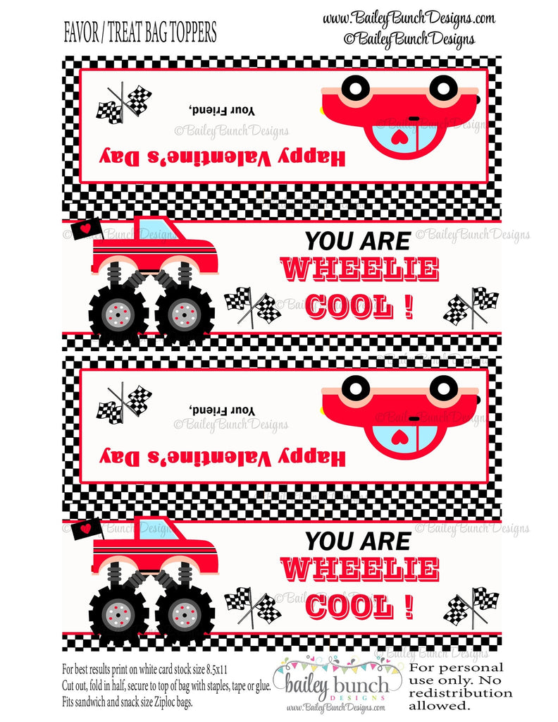 Wheelie Cool Car Treat Bag Toppers, Valentines IDVDAYCAR0520