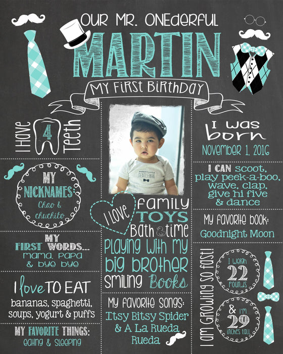 Birthday Photo Sign, Mr. ONEderful Birthday Chalkboard, Bow Ties, Bowtie, Little Man, LITTLEMANCHALK0520