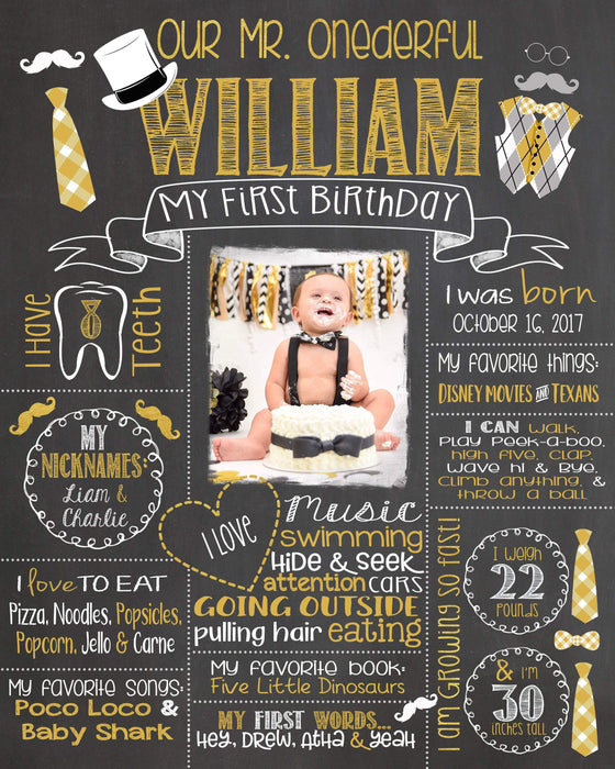Birthday Photo Sign, Mr. ONEderful Birthday Chalkboard, Bow Ties, Bowtie, Little Man, LITTLEMANCHALK0520