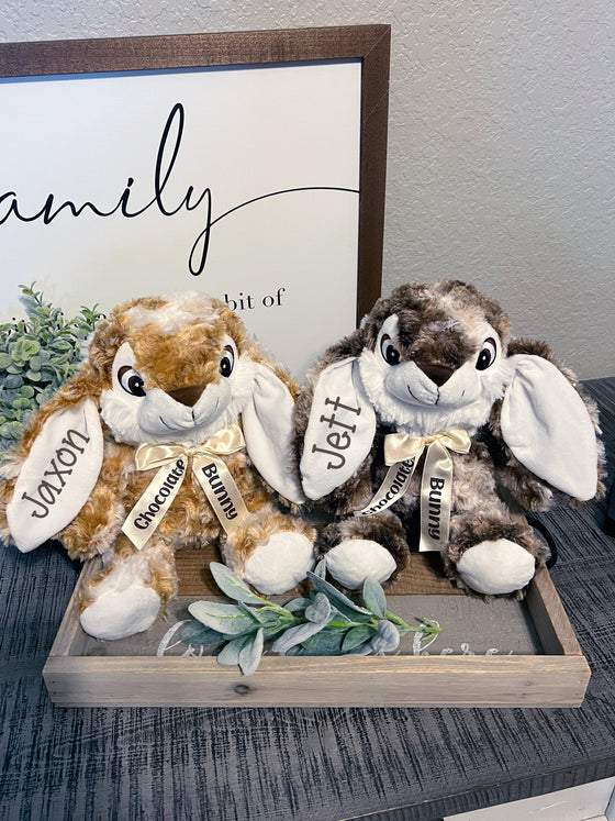 Chocolate Easter Bunny Stuffed Plush Personalized Bunnies & Puzzles 10inch BUNNYCH0520