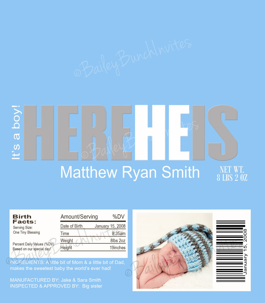 Birth Announcement Candy Wrappers - BABYWRAP0520
