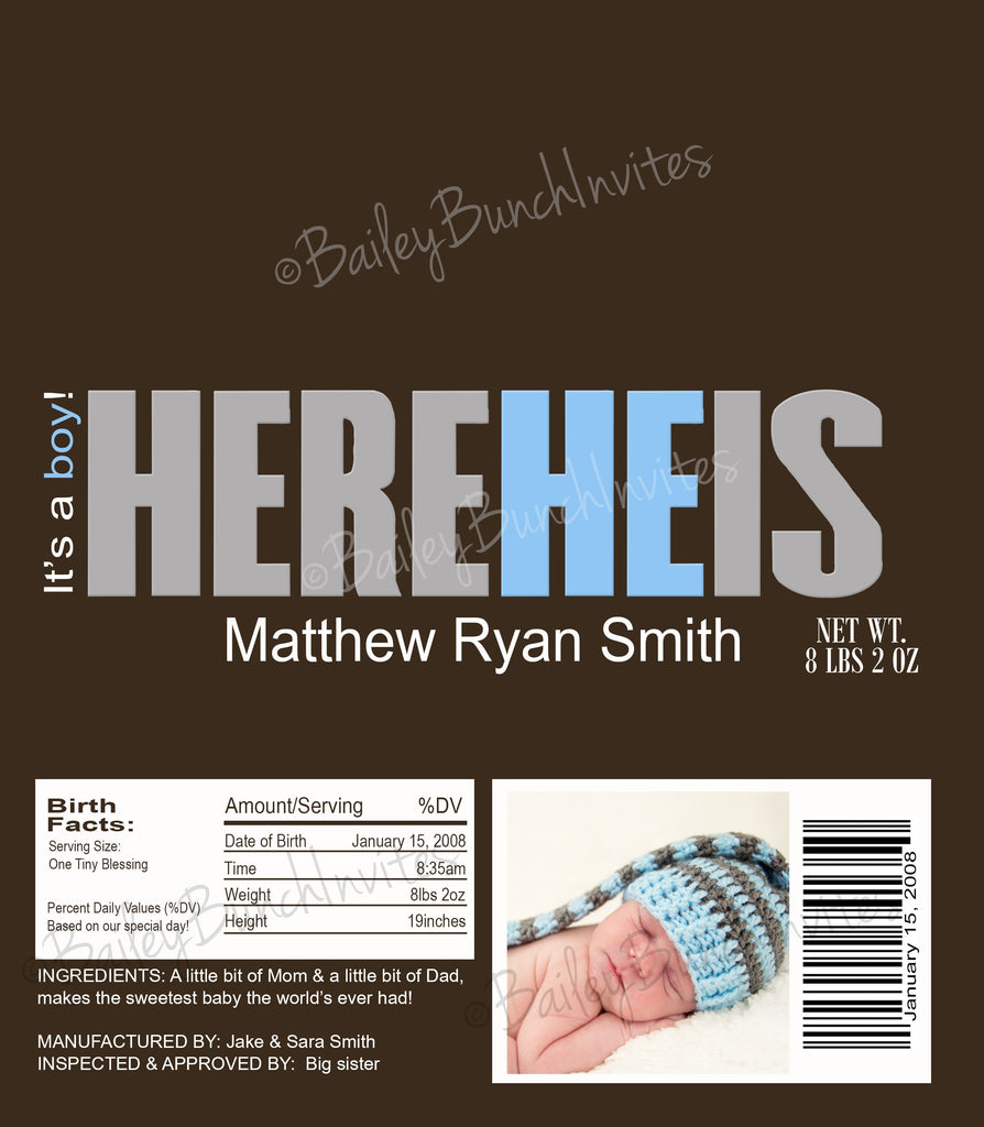Birth Announcement Candy Wrappers - BABYWRAP0520