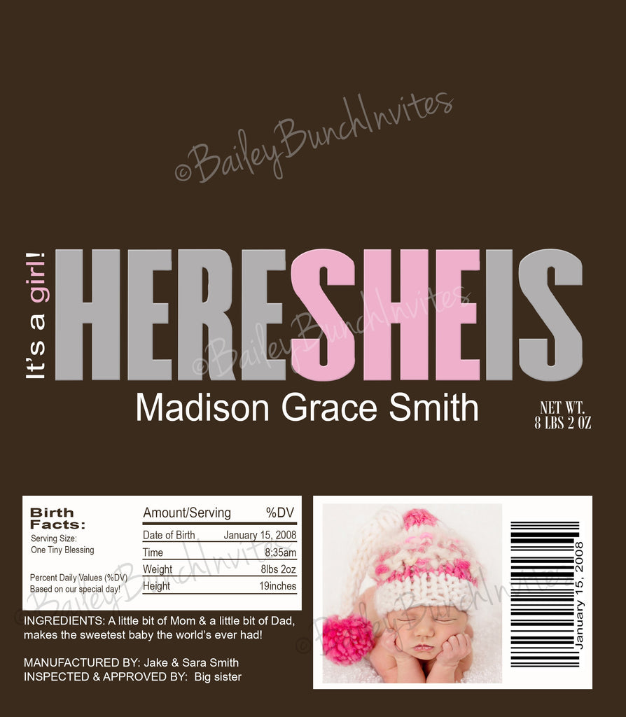Birth Announcement Candy Wrappers - BABYWRAP0520