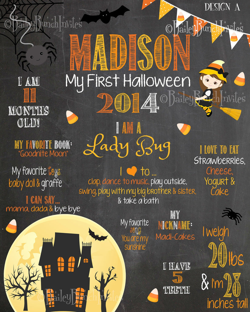 Baby's 1st Halloween Milestone Chalkboard Sign, 2nd Halloween, 1STHALLCHALKB0520