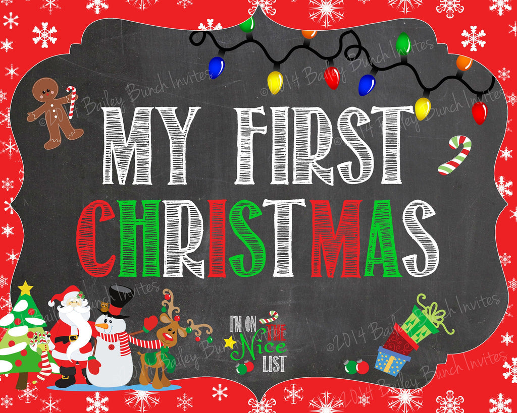 Baby's 1st Christmas Chalkboard Sign - INSTANT DOWNLOAD ID1STCHRISTCHALK0520