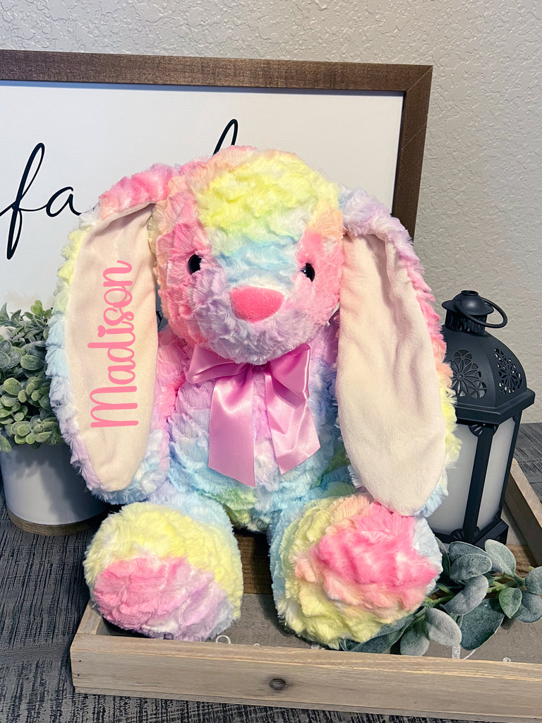 Cotton Candy Rainbow Easter Bunny & Puzzles Personalized 13inch BUNNYCC0520