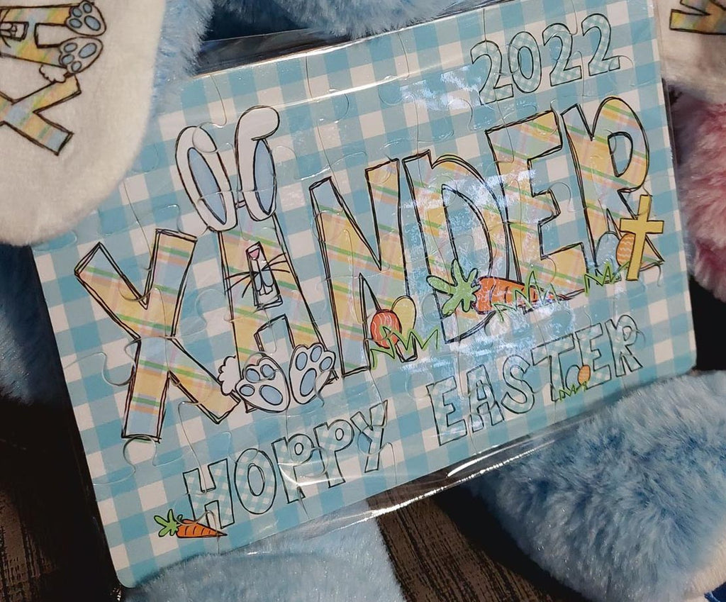 Easter Bunny Stuffed Plush Personalized Bunnies & Puzzles 10inch BUNNY100520