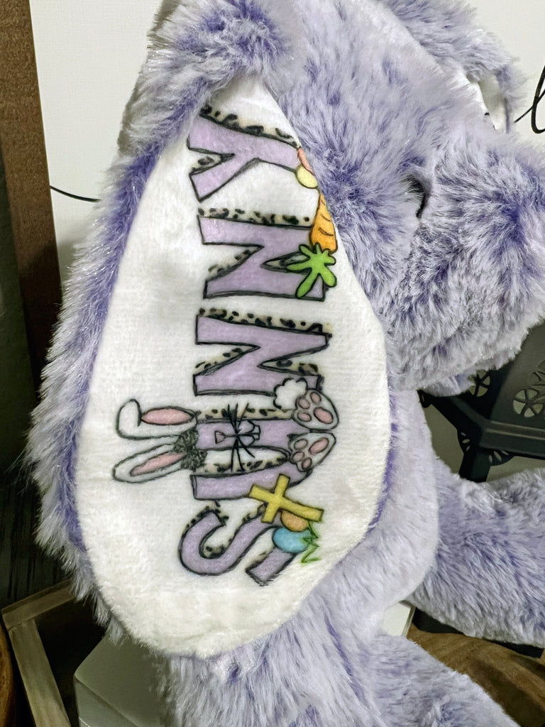 Easter Bunny Stuffed Plush Bunnies Purple Leopard Print & Puzzles Personalized 10inch BUNNYLP0520