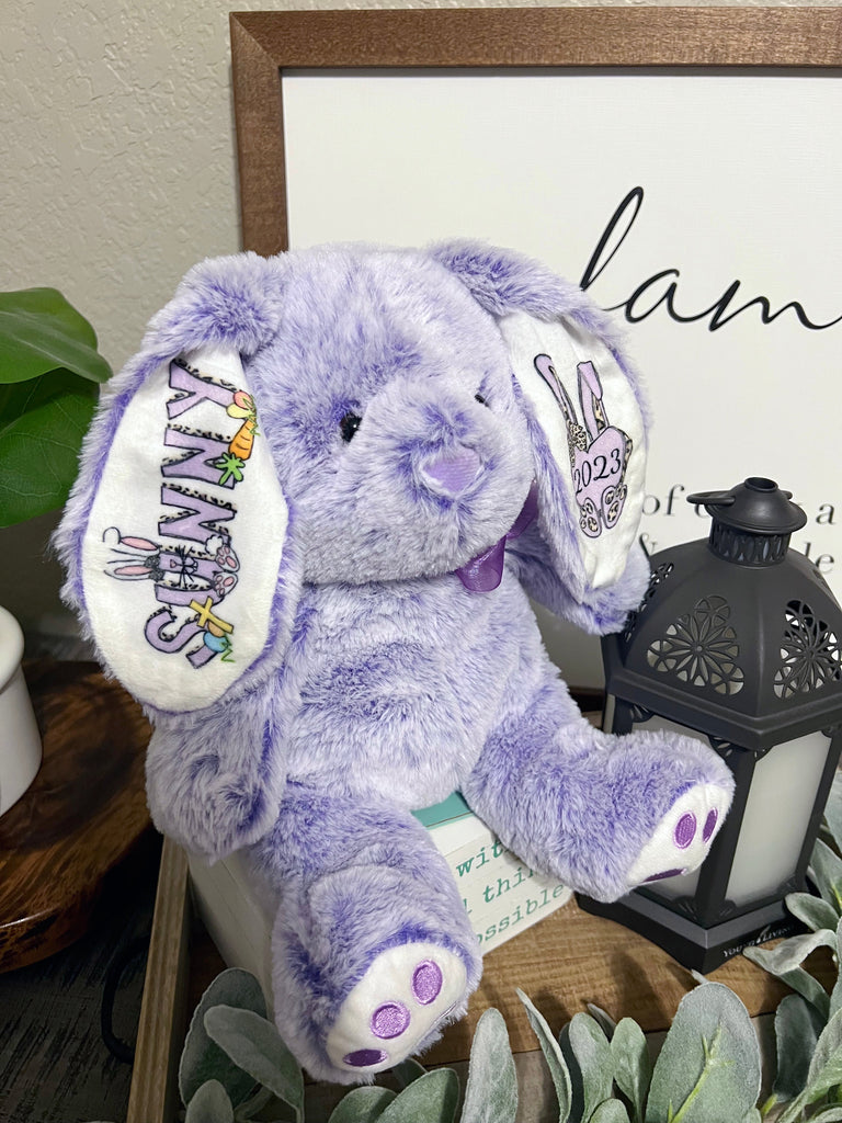 Easter Bunny Stuffed Plush Bunnies Purple Leopard Print & Puzzles Personalized 10inch BUNNYLP0520