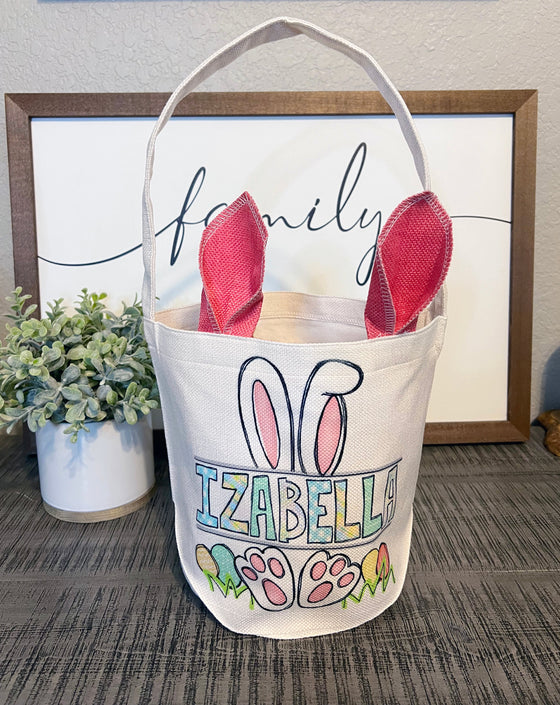 Easter Basket Bunny Ears Basket Personalized BASKETA0520