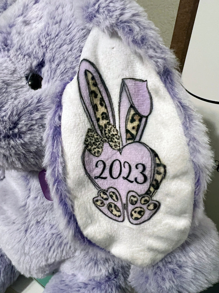 Easter Bunny Stuffed Plush Bunnies Purple Leopard Print & Puzzles Personalized 10inch BUNNYLP0520