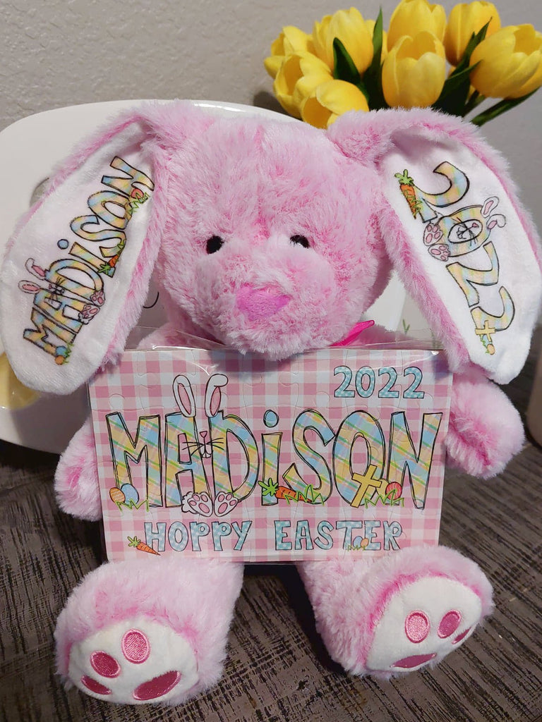 Easter Bunny Stuffed Plush Personalized Bunnies & Puzzles 10inch BUNNY100520