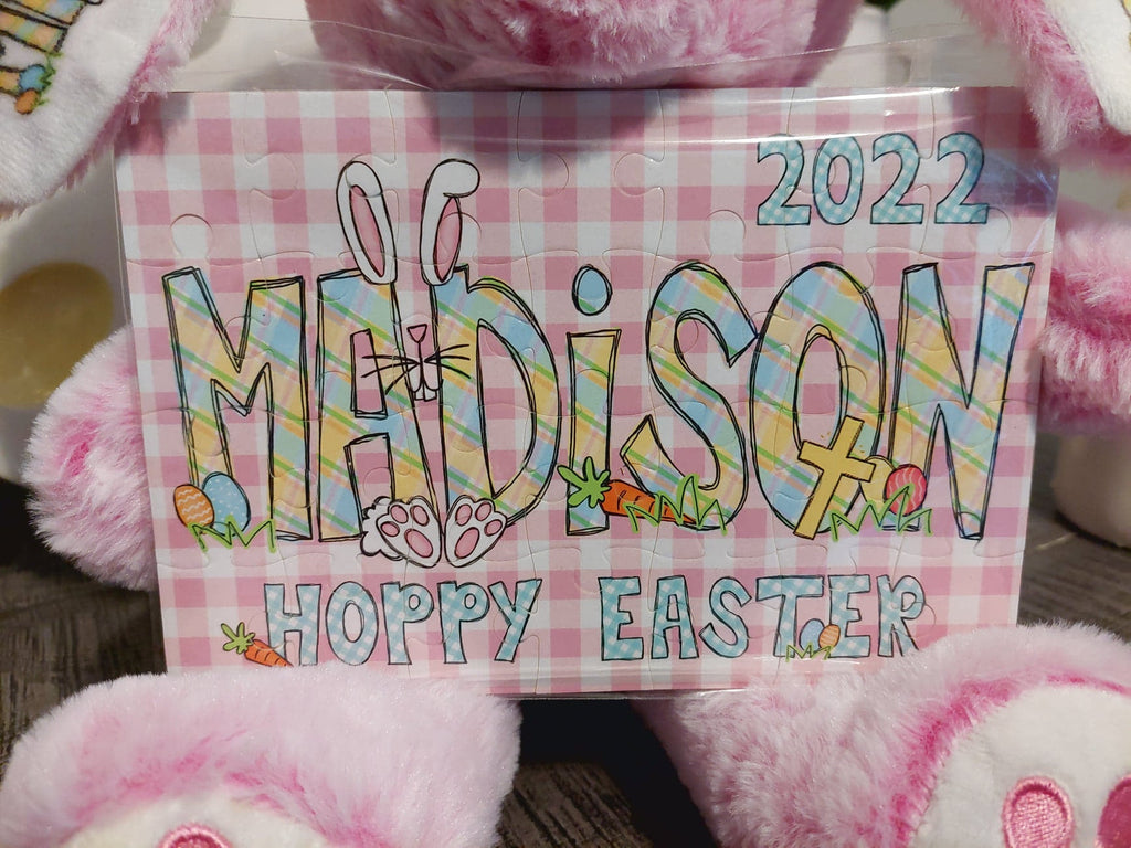 Easter Bunny Stuffed Plush Personalized Bunnies & Puzzles 10inch BUNNY100520