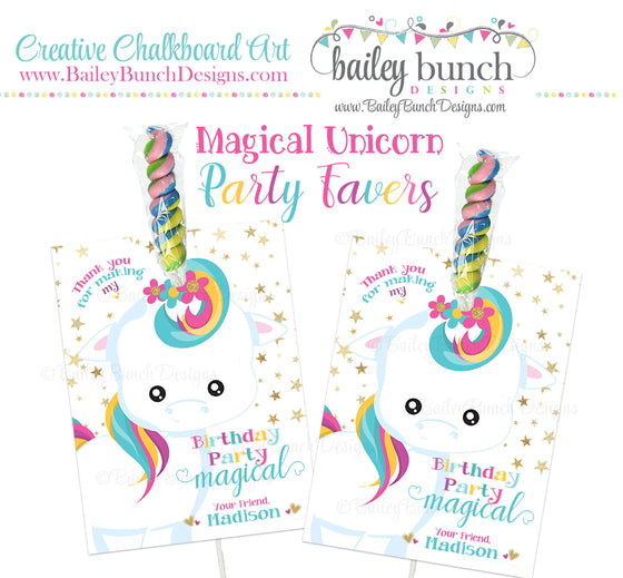Magical Unicorn Birthday Favors, BDAYUNICORN0520