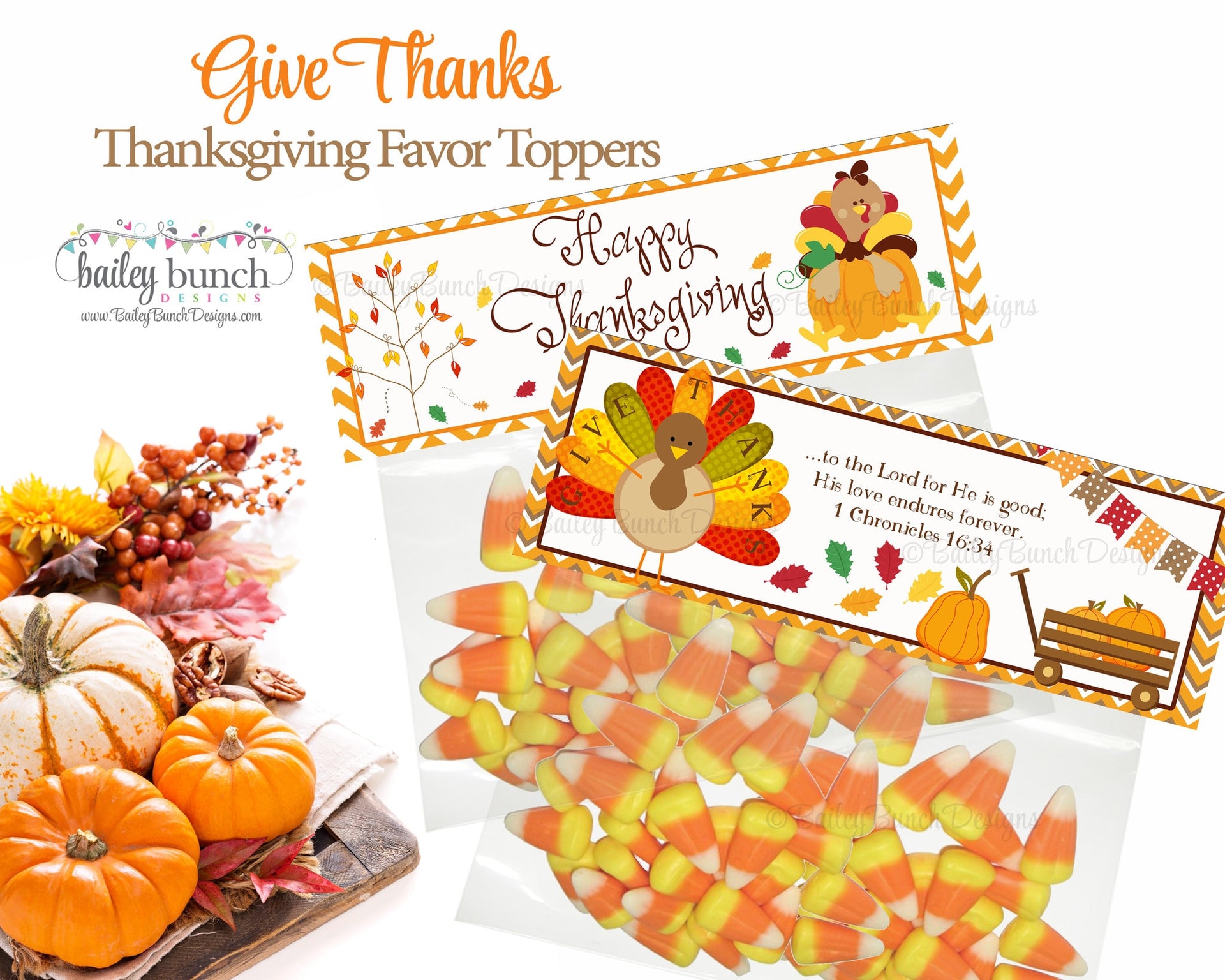 thanksgiving give thanks treat bags, thanksgiving toppers, happy  thanksgiving idgivethanksfvr0520