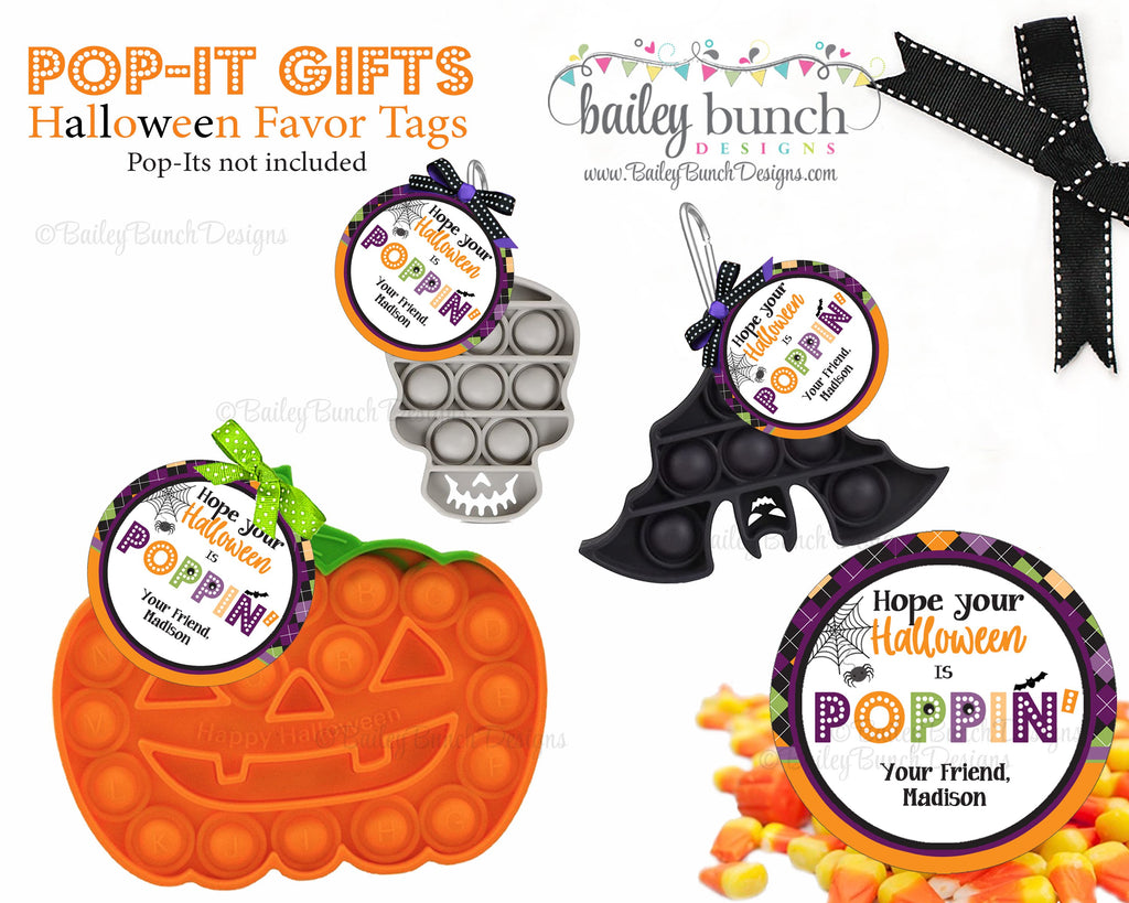 Halloween Pop It Fidget Gift Tags Circles - PERSONALIZED - POPITSFVR0520