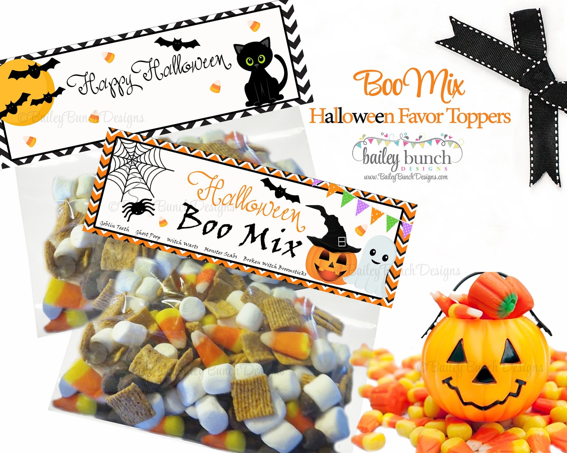 Halloween Boo Mix Favor Treat Bags - 2 DESIGNS!! INSTANT DOWNLOAD IDBO ...