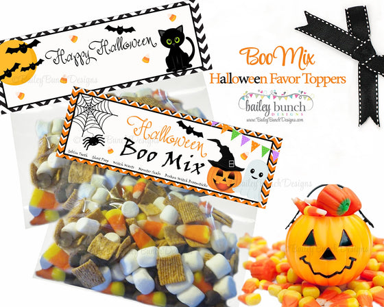 Halloween Boo Mix Favor Treat Bags - 2 DESIGNS!!  INSTANT DOWNLOAD IDBOOMIX0520