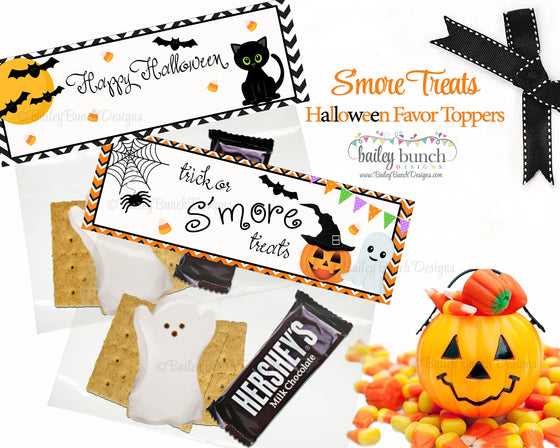 Halloween S'more Favor Treat Bags - 2 DESIGNS!!  INSTANT DOWNLOAD IDBOOSMORES0520