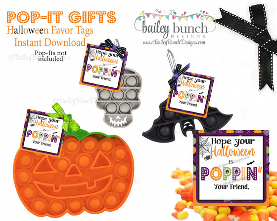 HALLOWEEN POP IT FIDGET GIFT TAGS SQUARES - INSTANT DOWNLOAD - POPITSFVRIDSQ0520