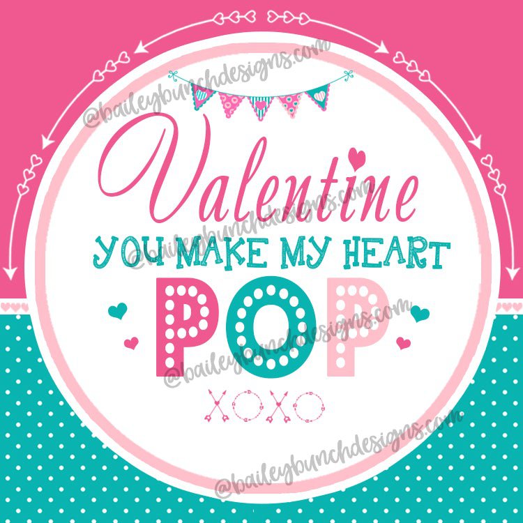 Valentine Pop It Fidget Gift Tags Pink Valentine Heart POP IDVDAYPOPPINK0520