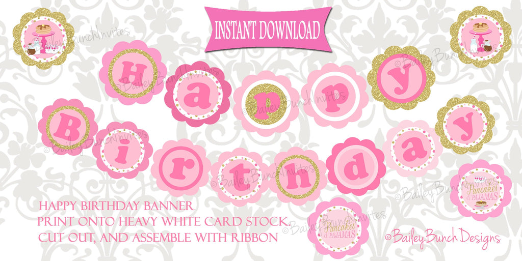 Pancakes & Pajamas XL HAPPY BIRTHDAY BANNER, Pancakes and Pajamas IDPCAKESHBBNR0520